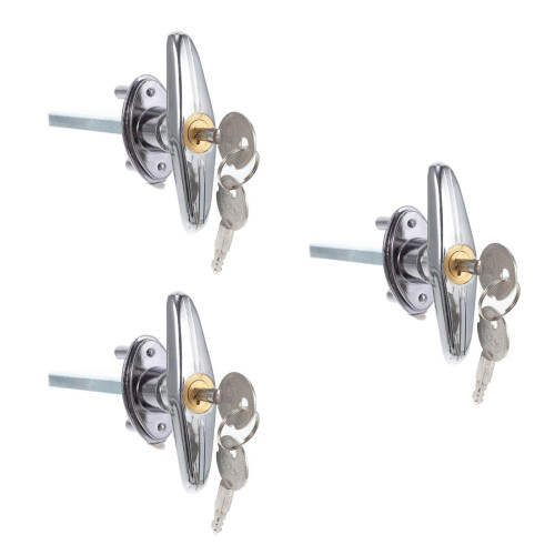 3Sets Durable Silver Garage Door Lock Kit for Home with Keyed T-Handle 2