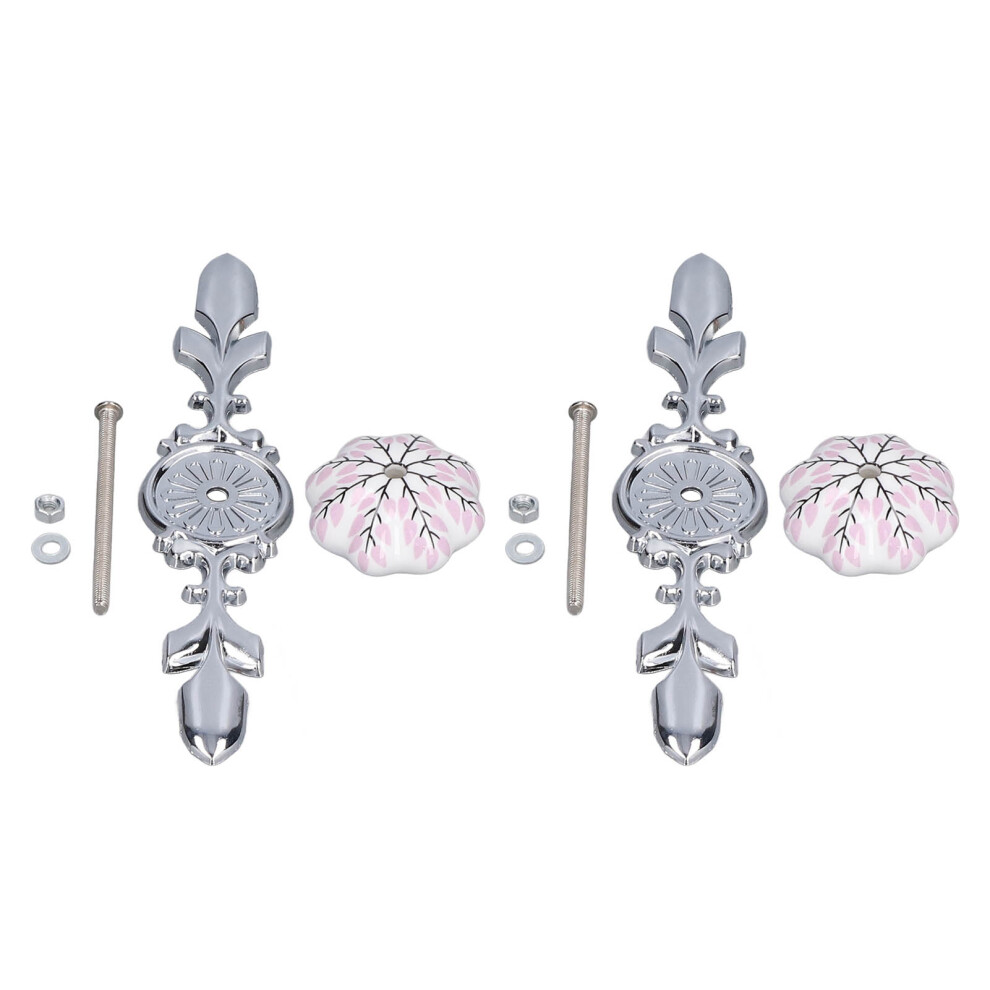 2Pcs Ceramic Cabinet Handles Set, Flower Pattern, 4.1Cm Diameter 3031387714621