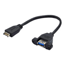 Cavo di Prolunga per Montaggio A Vite Sul Pannello Frontale USB 3.2 Gen2 10 Gbps 20 Pin TIPO e A Connettore Femmina USB 3.2 TIPO A Estensore 20cm