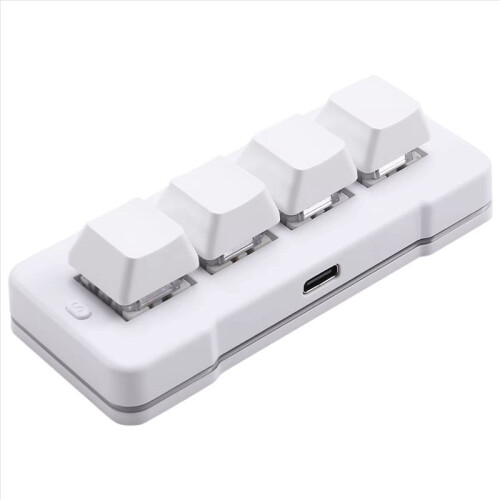 MK424U 4-Key  Customized Keyboard with Mechanical   USB Macro Programmable RGB Gaming Keyboard White