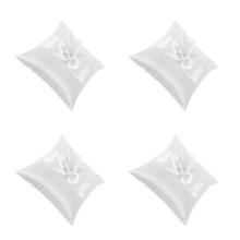 4Pcs Comfortable White Wedding Ring Pillow for Bride and Ceremony