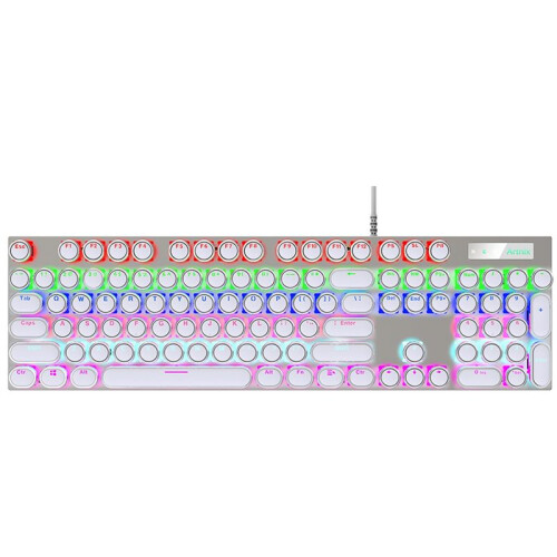 104Pcs/Set Universal Round Key Cap Keycaps for  MX Mechanical Keyboard Backlit Design White