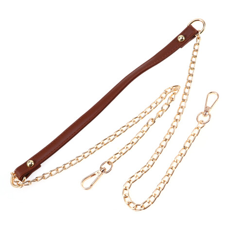 2Pcs Retro Brown Chain Purse Strap with Buckles for Medium Bag 1