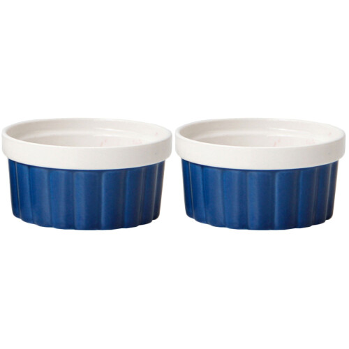 2Pcs Blue High-Quality Ceramic Baking Bowls for Cooking and Serving 1