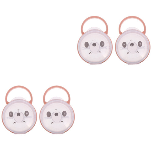 4Pcs Baby Pacifier Protective Case Pink Portable Storage Holder 2