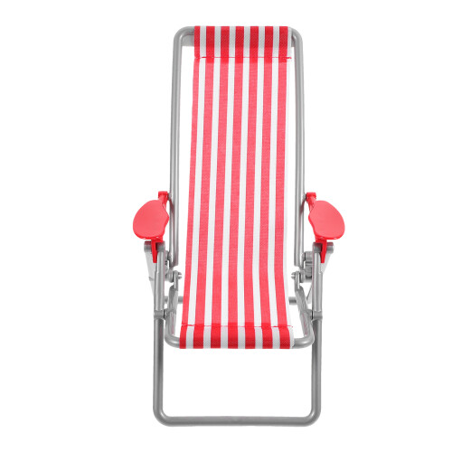 2Pcs Mini Red Beach Lounge Chair Model Plastic Cloth Decoration 2