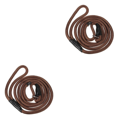 2Pièces Laisse Nylon Marron Ajustable Résistante Pour 2
