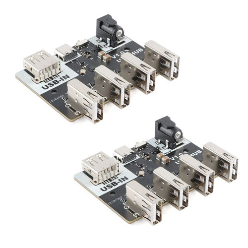 2Pcs USB Conector CH334 Hub Module 4 Interface USB2.0 Hub 40MB/S 5V XL-USBHUB USB-A TYPE-C DC5.5x2.1 Interface