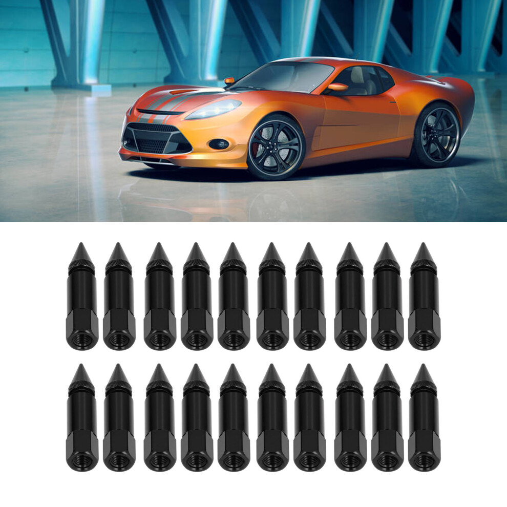 20Pcs M12x1.5 Aluminium Alloy Spiked Lug Nuts 90Mm For Racing Wheels Black 8231387715085