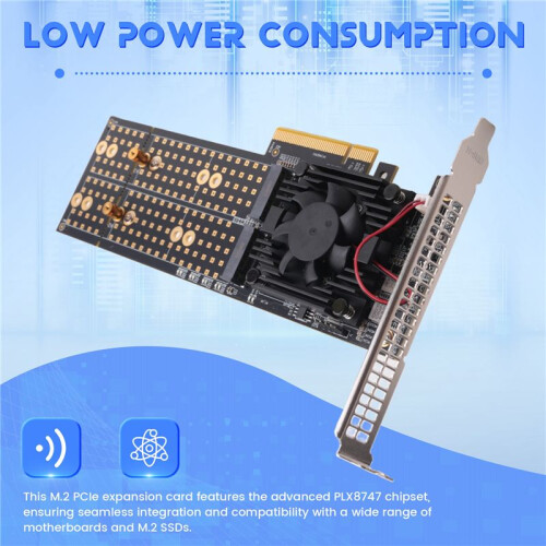 Scheda di Espansione PCIe M.2 Split-Free PLX8747 Modulo Integrato Supporta Quattro Slot SSD M.2 A Mezza Altezza/Altezza Intera 2