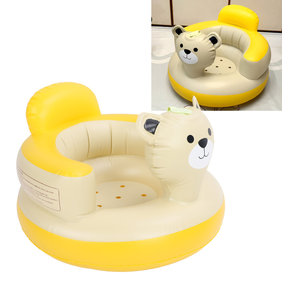 Baby Inflatable Seat with Built-in Air Pump PVC Shower Chair, Cartoon Bear Design