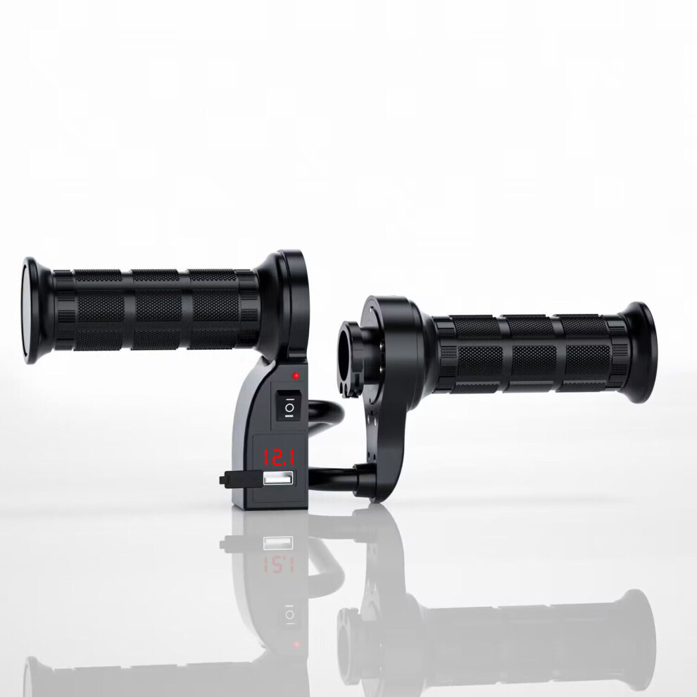 12V Motorcycle Heated Handlebar Grips With Usb Display, 22Mm, Adjustable Temperature 7901384456830