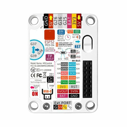 For M5Stack CoreInk 1.54 Inch E-Ink Display Development Board 200x200 ESP32--D4 for IoT E-Book Reader