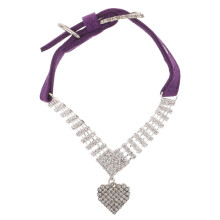 Purple Adjustable Bling Rhinestone Cat and Dog Necklace Collar