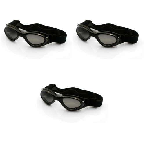 3Pcs Black Dog Sunglasses Uv Goggles with Elastic Adjustable Straps 2