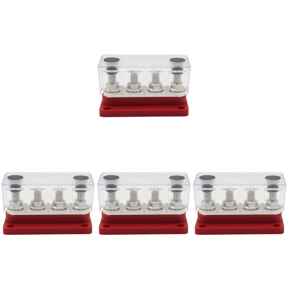 4Pcs Car Terminal Block Distribution Bus Bar For Home And Auto Red 3721130165250