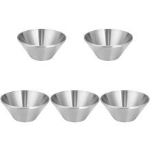 5Pcs Stainless Steel Dessert Bowls Silver Korean Style Ice Cream Cups