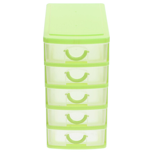 2Pcs Green Plastic Drawer Organizer 5 Layers Clear Office Storage Box 2