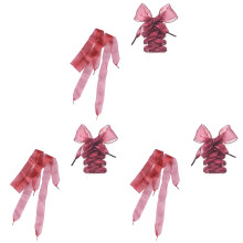 3Pairs Dark Red Ribbon Shoe Laces for Party Shoes and Sneakers