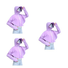 3Pcs Durable Purple Sunscreen Shirt with Hat and Anti-Uv Face Shield