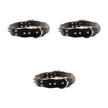 3Pcs Brown PU Dog Collar Pet Necklet Fashionable Accessory for Dogs