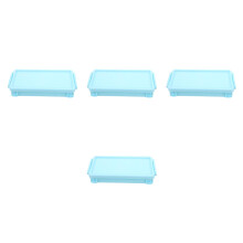 4Pcs Blue Durable Plastic Pencil Case Large Capacity for School Desk