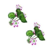 2Pcs Artificial Fish Tank Plants Purple Plastic Lotus Flower Landscape