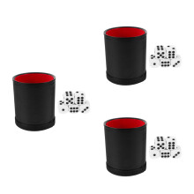 3Pcs Durable PU Cups Black Quiet Lined for Tabletop Party Games