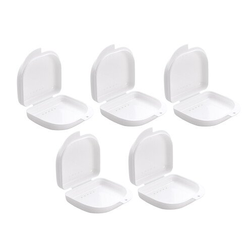 15Pcs Portable White Denture Box Snap Lock Ventilated Case 1