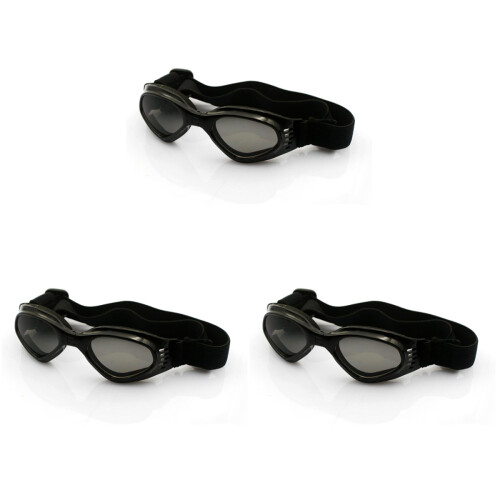 3Pcs Black Dog Sunglasses Uv Goggles with Elastic Adjustable Straps