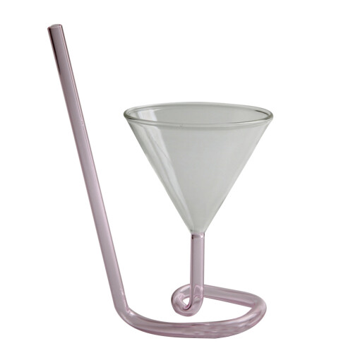 3Pièces Verres À Vin Rose En Verre Design Queue Spirale 1