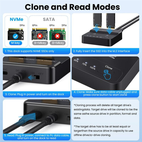 NVME M.2 SSD Docking Station Dual-Bay Solid State Drive Duplicator Read-Write Offline Copying Cloner Duplicator AU Plug 1