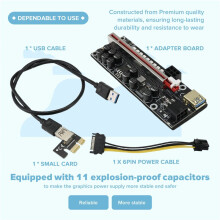 V014-MAX PCI-E Riser Card USB 3.0 Cable PCI Express 1X to 16X Extender PCIe Adapter for GPU BTC Mining