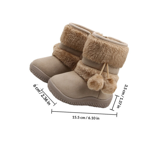 1Paire Chaussures Bébé Beige En Molleton, Bottes Pré- Chaudes 2
