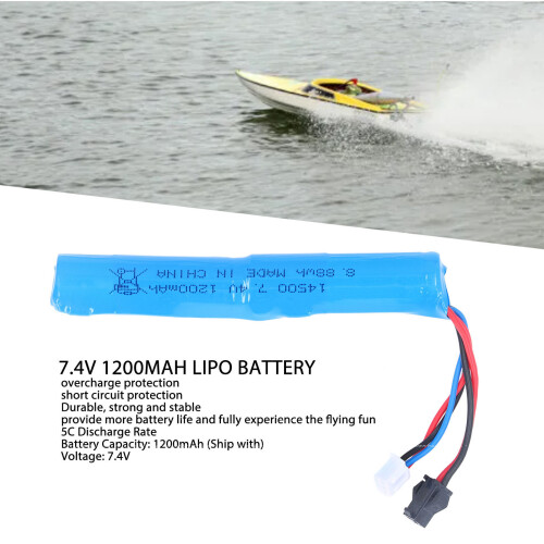 7.4V 1200mAh LiPo Battery SM Black Plug RC 2