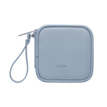 (Haze Blue, 10*10*2.5cm 61g) Waterproof PU Cable Organizer for Cords & Earphones