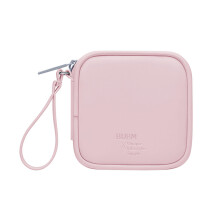 (Pink, 10*10*2.5cm 61g) Waterproof PU Cable Organizer for Cords & Earphones