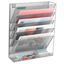 (silver) 5-Tier Metal Desk File Organizer for Office