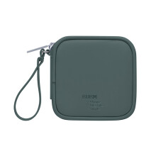 (Lake Green, 10*10*2.5cm 61g) Waterproof PU Cable Organizer for Cords & Earphones