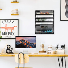(Black) 5-Tier Metal Desk File Organizer for Office