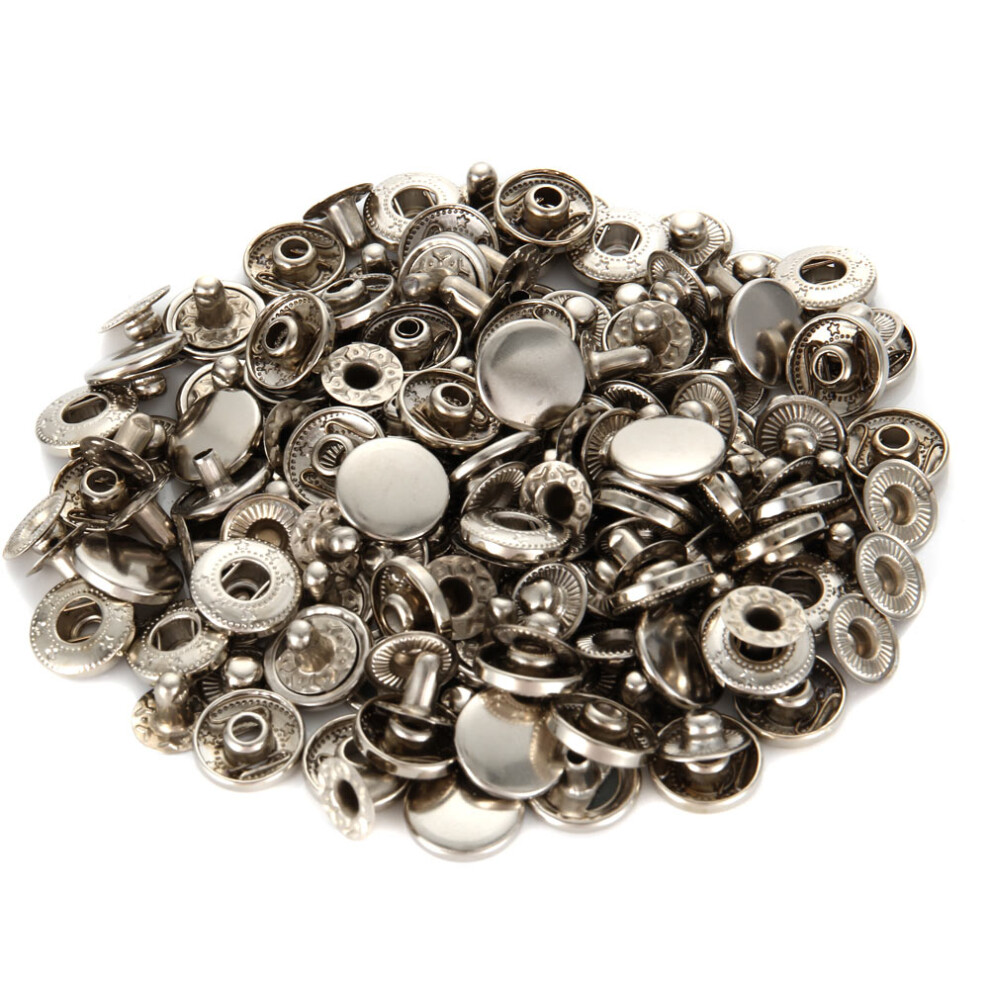 (Silver) 12.5Mm 40 Sets Metal Snap Button Snaps Fasteners With 4 Pieces Fixing Tools Press Studs Clothing Tool Kit 6434023502519