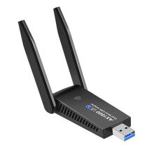 Adaptador de Red WiFi6 de 1800 Mbps, Receptor LAN Inalámbrico USB 3.0 AX1800 de 2,4 GHz y 5 GHz de Banda Dual con 2 Antenas de 5 DBi.