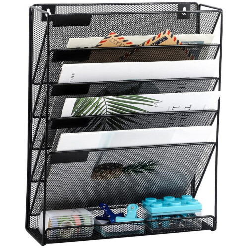 (Black) 5-Tier Metal Desk File Organizer for Office 1