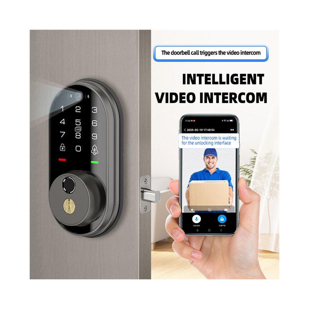 Tuya Video Intercom Lock For Front Door With App Control Electronic Digital Deadbolt With Touchscreen Keypad 6031094969991