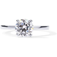 (7, White Gold) KOUYI 18K Sterling Silver Gold Round Cut Solitare 1.5 CT Moissanite Engagement Rings for Women