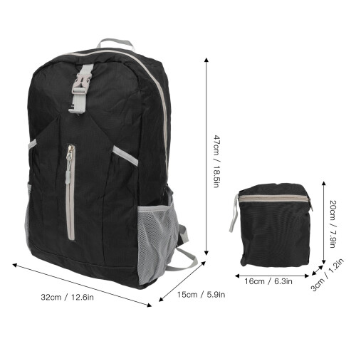 Ultra Lightweight Foldable Backpack for Hiking, 32x15x47cm, Black 1