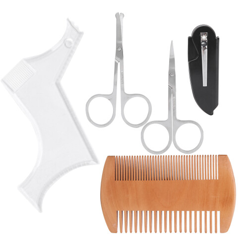 Conjunto de réguas para aparar bigode e bigode em plástico ABS resistente. Ferramenta de modelagem compacta e leve para iniciantes ou uso em 1