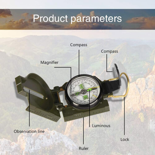 Multi-Functional Metal Compass for Hiking Camping Climbing 8.5x5.4cm 1