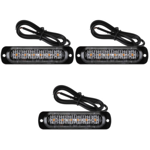 3Pcs Motorcycle Strobe Light Bar Black 18 Patterns Powered by 6 Leds 2