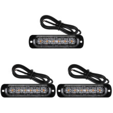 3Pcs Motorcycle Strobe Light Bar Black 18 Patterns Powered by 6 Leds